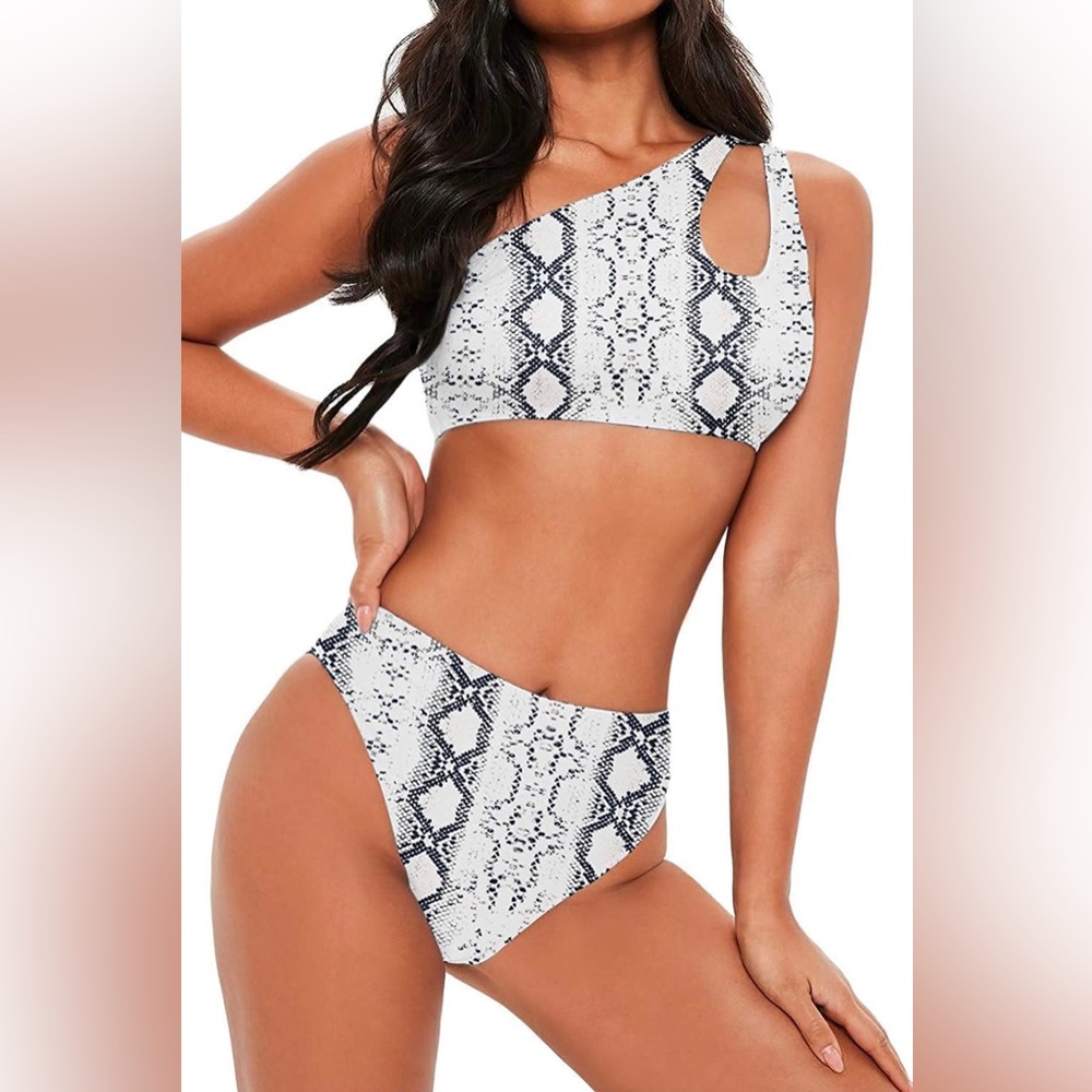 Bikini: Cut-out One Shoulder High-waist Bikini